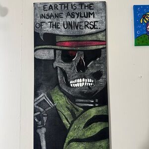 LAST CHANCE Skull Art Canvas with Hat and Quote